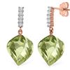 Genuine 26.15 ctw Green Amethyst & Diamond Earrings Jewelry 14KT Rose Gold - REF-61H2X