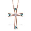 Genuine 0.43 ctw Blue Topaz & Diamond Necklace Jewelry 14KT Rose Gold - REF-76K7V