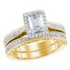 1.71 CTW Emerald Diamond Bridal Wedding Engagement Ring 14KT Yellow Gold - REF-524W9K
