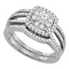 0.88 CTW Princess Diamond Solitaire Bridal Engagement Ring 14k White Gold - REF-119Y9X
