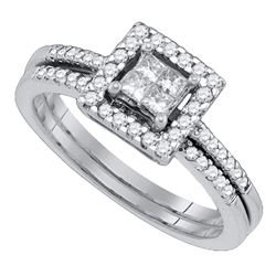 0.52 CTW Princess Diamond Bridal Engagement Ring 14KT White Gold - REF-59N9F