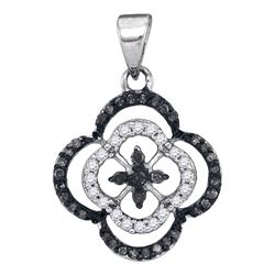 0.25 CTW Black Color Diamond Cluster Pendant 10KT White Gold - REF-14M9H