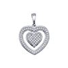 Image 1 : 0.20 CTW Diamond Double Heart Pendant 10KT White Gold - REF-18N2F
