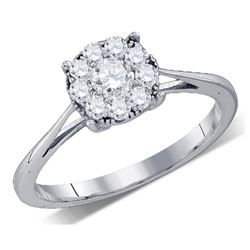 0.26 CTW Diamond Flower Cluster Ring 14KT White Gold - REF-30X2Y