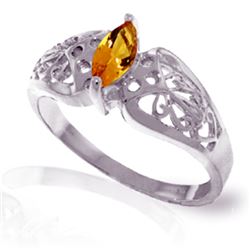 Genuine 0.20 CTW Citrine Ring Jewelry 14KT White Gold - REF-47Y2F