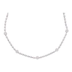 1.88 CTW Diamond Cluster Luxury Necklace 14KT White Gold - REF-217H4M