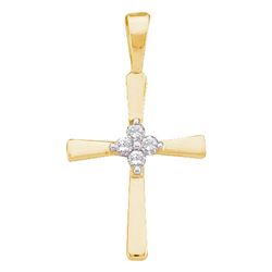 0.05 CTW Diamond Cluster Small Cross Pendant 14KT Yellow Gold - REF-7W4K