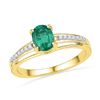 Image 1 : 0.07 CTW Oval Created Emerald Solitaire Ring 10KT Yellow Gold - REF-14F9N