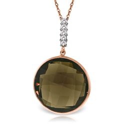 Genuine 17.08 ctw Smoky Quartz & Diamond Necklace Jewelry 14KT Rose Gold - REF-49A8K