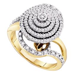 0.50 CTW Diamond Circle Layered Cluster Ring 10KT Yellow Gold - REF-34F4N