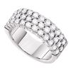 Image 1 : 2 CTW Pave-set Diamond Triple Row Wedding Ring 14KT White Gold - REF-224M9H