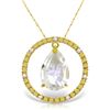 Genuine 6.6 ctw White Topaz & Diamond Necklace Jewelry 14KT White Gold - REF-52W9Y