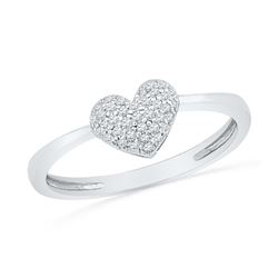 0.10 CTW Diamond Heart Ring 10KT White Gold - REF-12Y8X