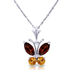 Genuine 0.60 ctw Garnet & Citrine Necklace Jewelry 14KT White Gold - REF-23W5Y