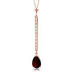 Genuine 1.80 ctw Garnet & Diamond Necklace Jewelry 14KT Rose Gold - REF-33Y4F