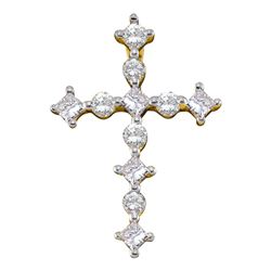 0.45 CTW Princess Diamond Cross Pendant 14KT Yellow Gold - REF-37M5H