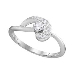 0.25 CTW Diamond Solitaire Swirl Promise Bridal Ring 10KT White Gold - REF-26Y9X