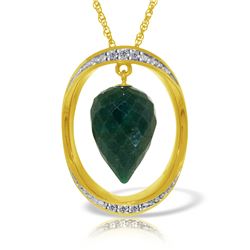 Genuine 13.1 ctw Sapphire & Diamond Necklace Jewelry 14KT Yellow Gold - REF-122P8H