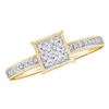 Image 1 : 0.10 CTW Diamond Square Cluster Ring 10KT Yellow Gold - REF-11N2F