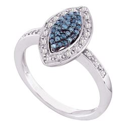 0.25 CTW Blue Color Diamond Cluster Ring 10KT White Gold - REF-30K2W