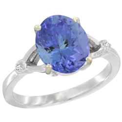 Natural 2.4 ctw Tanzanite & Diamond Engagement Ring 10K White Gold - REF-70Z8Y