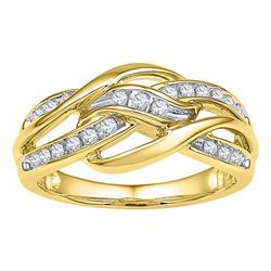 0.25 CTW Diamond Woven Knot Strand Ring 10KT Yellow Gold - REF-37W5K