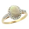 Image 1 : Natural 0.83 ctw Opal & Diamond Engagement Ring 14K Yellow Gold - REF-31R9Z