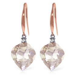 Genuine 25.7 ctw White Topaz & Diamond Earrings Jewelry 14KT Rose Gold - REF-54R6P