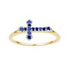 0.14 CTW Created Blue Sapphire Cross Ring 10KT Yellow Gold - REF-9H7M