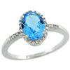 Natural 1.2 ctw Swiss-blue-topaz & Diamond Engagement Ring 14K White Gold - REF-23X2A