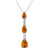 Genuine 1.71 ctw Citrine Necklace Jewelry 14KT White Gold - REF-27H5X