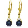 Genuine 4.06 ctw Black Pearl & Diamond Earrings Jewelry 14KT Yellow Gold - REF-40W5Y