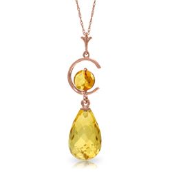 Genuine 5.5 ctw Citrine Necklace Jewelry 14KT Rose Gold - REF-25N6R