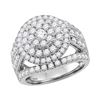 Image 1 : 3.03 CTW Diamond Flower Cluster Bridal Engagement Ring 14KT White Gold - REF-277H4M