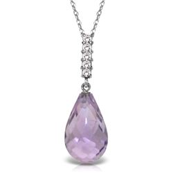 Genuine 5.08 ctw Amethyst & Diamond Necklace Jewelry 14KT White Gold - REF-29W2Y