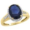 Image 1 : Natural 2.49 ctw Blue-sapphire & Diamond Engagement Ring 10K Yellow Gold - REF-92X3A