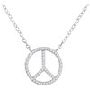Image 1 : 0.15 CTW Diamond Peace Sign Circle Pendant 10KT White Gold - REF-18Y2X