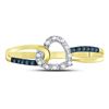 Image 2 : 0.11 CTW Blue Color Diamond Captured Heart Ring 10KT Yellow Gold - REF-14X9Y