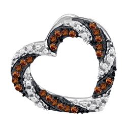 0.17 CTW Cognac-brown Color Diamond Heart Outline Pendant 10KT White Gold - REF-13Y4X