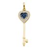 Image 1 : 0.10 CTW Blue Color Diamond Key Love Pendant 14KT Yellow Gold - REF-13W4K