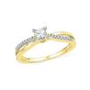 Image 1 : 0.25 CTW Diamond Solitaire Crossover Promise Bridal Ring 10KT Yellow Gold - REF-30M2H