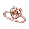 Image 1 : 0.38 CTW Cognac-brown Color Diamond Moving Twinkle Solitaire Ring 10KT Rose Gold - REF-44H9M