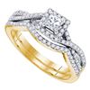 Image 1 : 0.63 CTW Princess Diamond Bridal Engagement Ring 14KT Yellow Gold - REF-97W4K