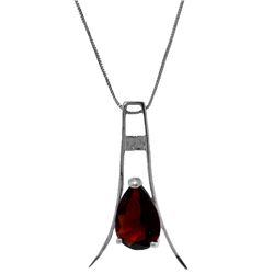 Genuine 1.50 ctw Garnet Necklace Jewelry 14KT White Gold - REF-35Y4F