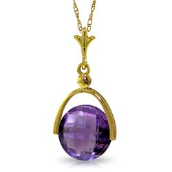 Genuine 3.25 ctw Amethyst Necklace Jewelry 14KT Yellow Gold - REF-22M3T