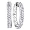 Image 1 : 3.51 CTW Pave-set Diamond Triple Row Hoop Earrings 10KT White Gold - REF-232K3W