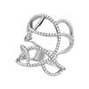 Image 1 : 0.93 CTW Diamond Openwork Abstract Strand Knuckle Ring 18KT White Gold - REF-199M4H