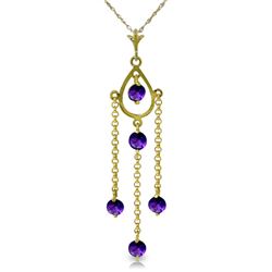 Genuine 1.50 ctw Amethyst Necklace Jewelry 14KT Yellow Gold - REF-29F7Z