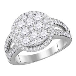 1.76 CTW Diamond Cluster Bridal Engagement Ring 14KT White Gold - REF-179Y9X