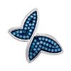 Image 1 : 0.25 CTW Blue Color Diamond Butterfly Bug Pendant 10KT White Gold - REF-14W9K